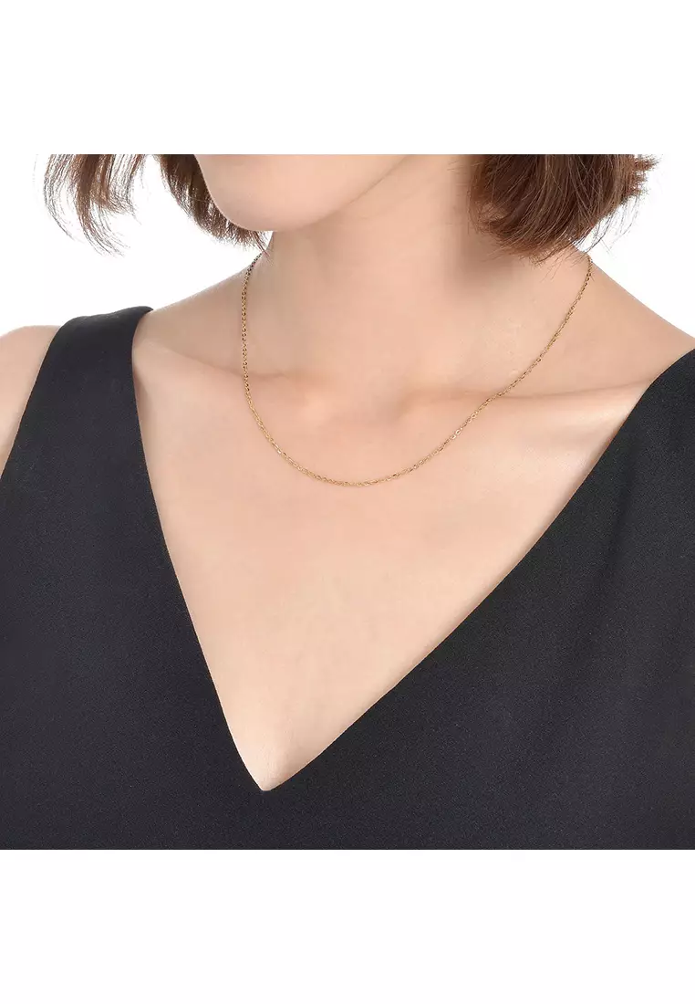 375/9K Gold Polo Chain Necklace R018 (1.10MM, 45CM)