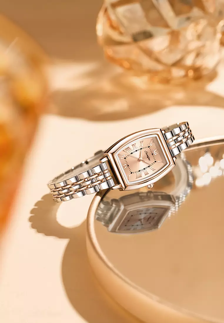 Jam Tangan Wanita Original Vintage Roman Design Anti Air Tali Alloy Jam Tangan Cewek silverrose