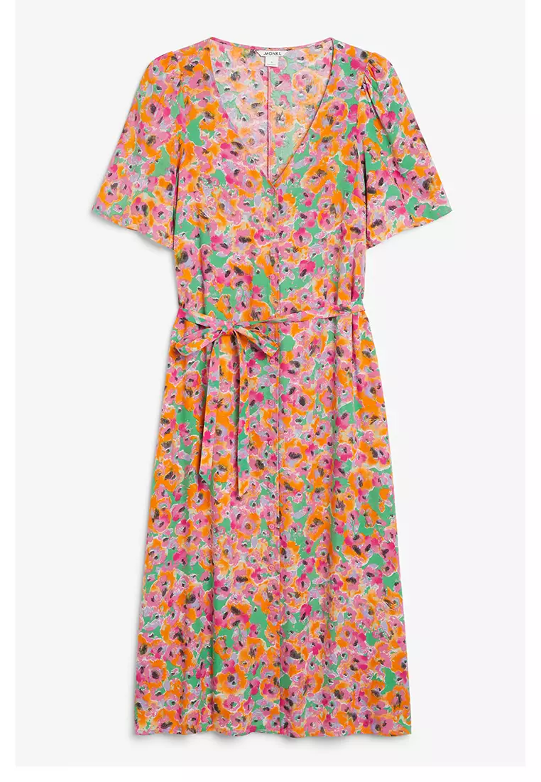 Buy Monki Buttoned V Neck Midi Dress 2024 Online ZALORA Singapore