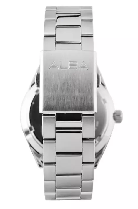 Jam Tangan Pria Alba AS9U57 AS9U57X1 Strap Stainless Steel Silver Color Blue Pattern Dial Quartz Watch Original Garansi Resmi