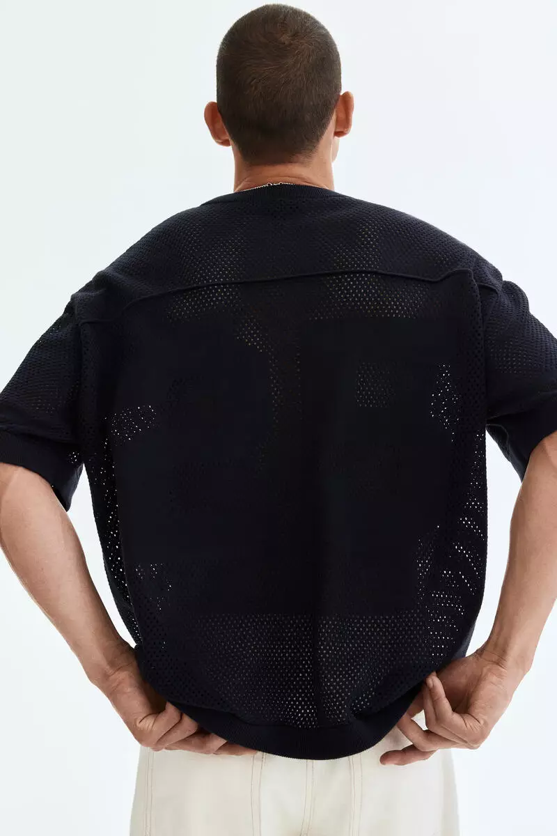 Relaxed Fit Boxy hole-knit T-shirt