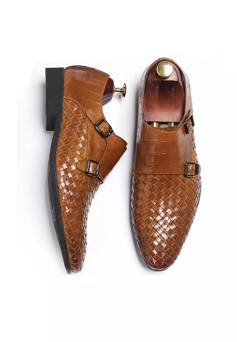 Braided crocodile double-button monk Footwear