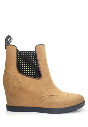 Twenty Eight Shoes brown Vintage Wedge Rain Boots VR52 A4C89SH4699FC3GS_1