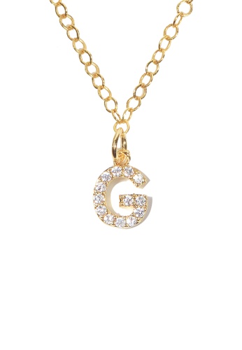 PSYNDROME gold Personalised Initial Letter Alphabet Cubic Zirconia Necklace - G 9AA55AC018E900GS_1
