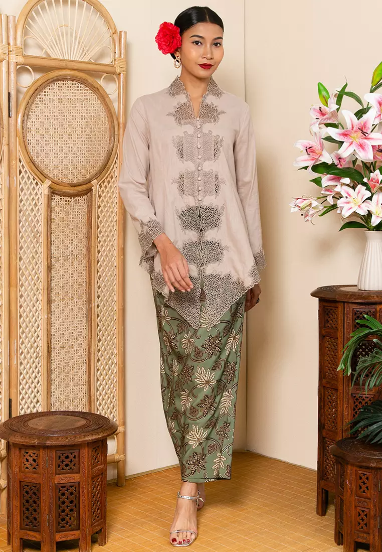 Buy Zalia Kebaya Sulam and Premium Batik Set Online ZALORA Malaysia