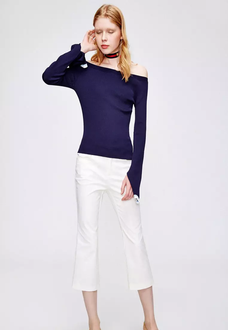 Buy Hopeshow Simple Casual White Cropped Pants 2024 Online