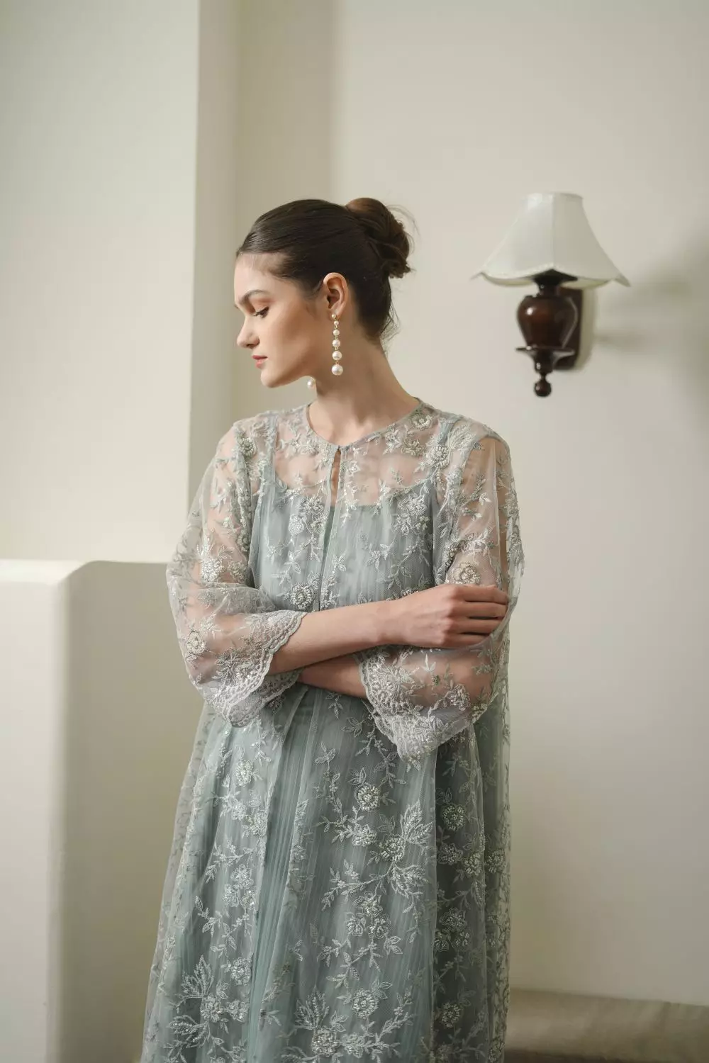 Ruella Dress in Greyish Green