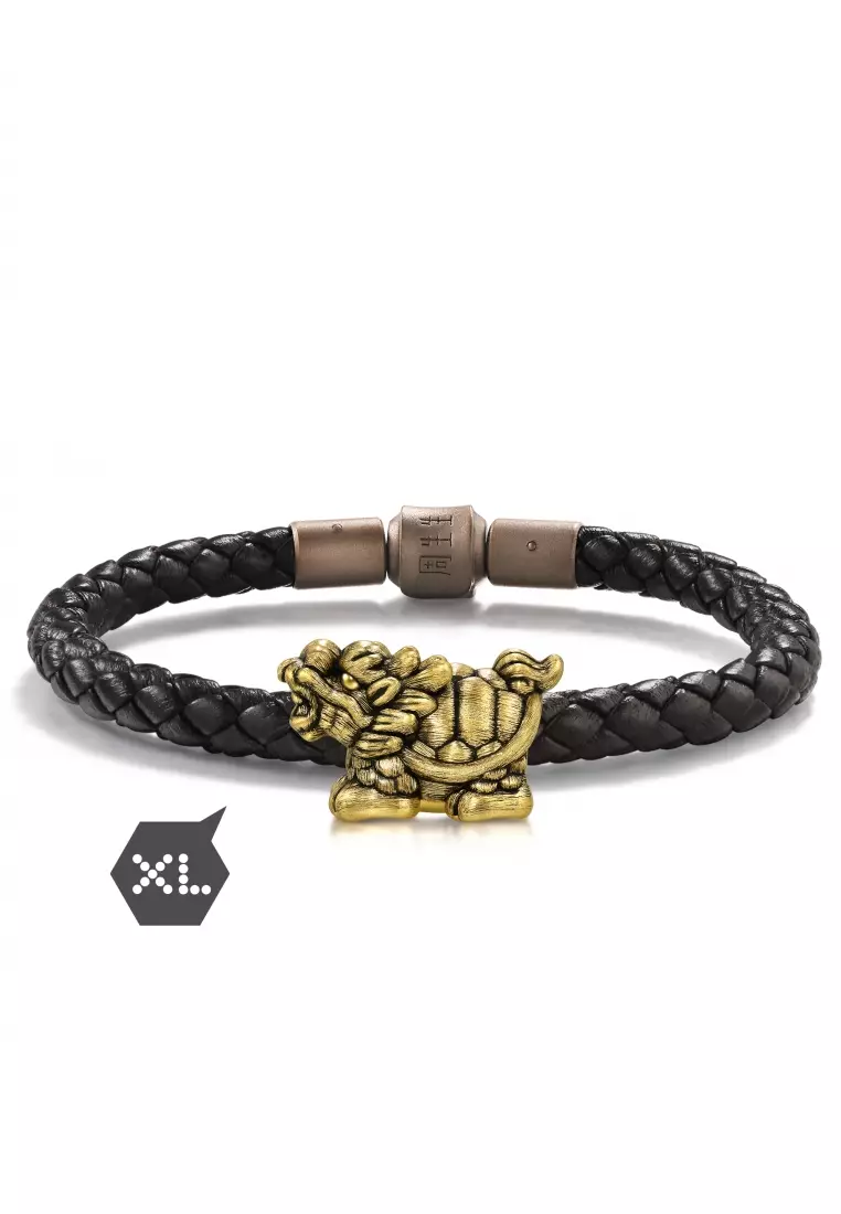 999 24K Solid Gold Noir XL Charm Gold Dragon Tortoise Charm 94385C (Bracelet not included)