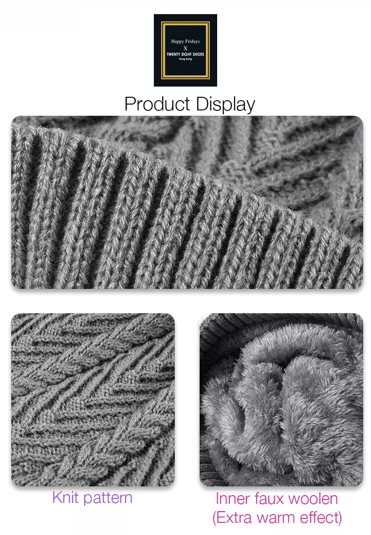 Extra Warm Inner Faux Woolen Knit Beanies JW MC-23B050