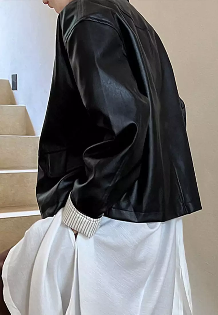 女式復古仿皮皮褸 YX9687