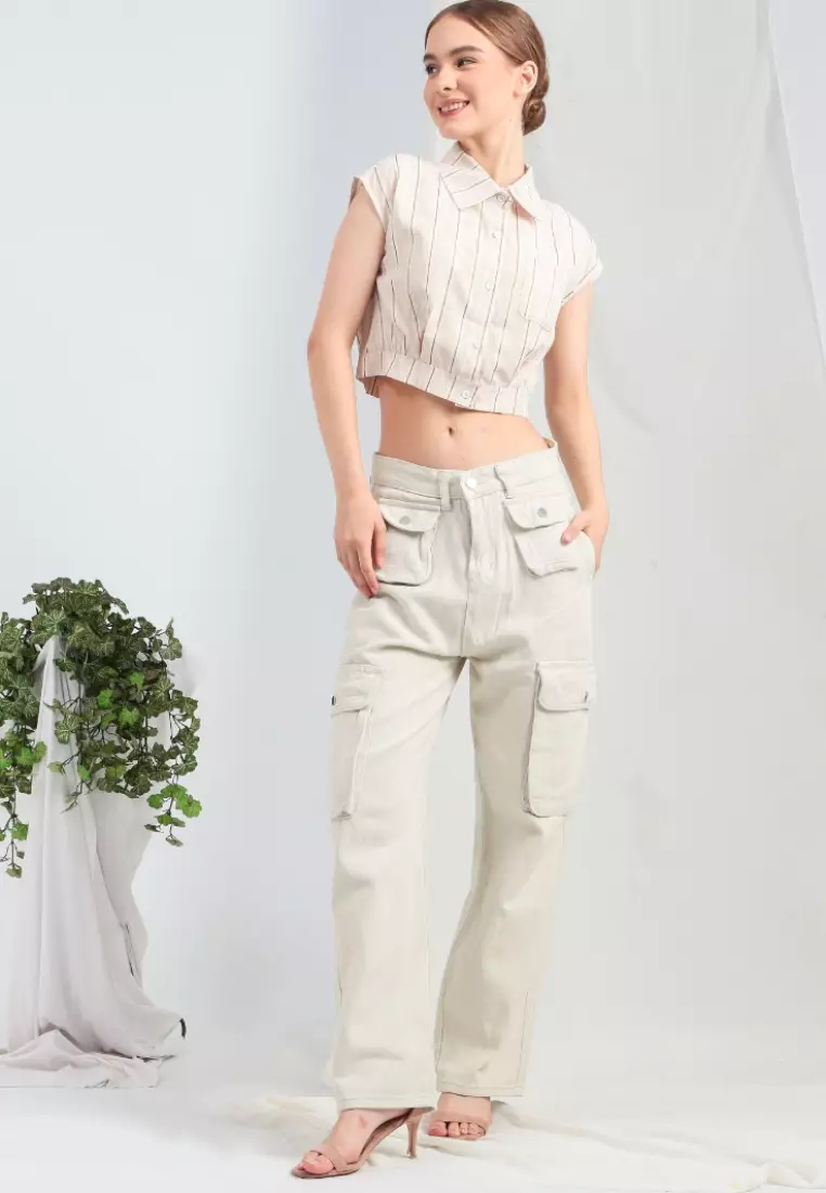 Leonar Cargo Jeans in White