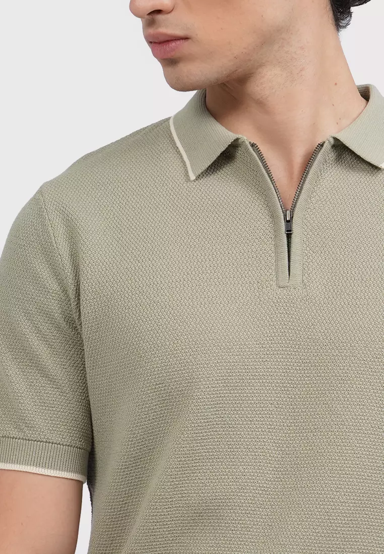 Short Sleeve Zipper Polo Shirt