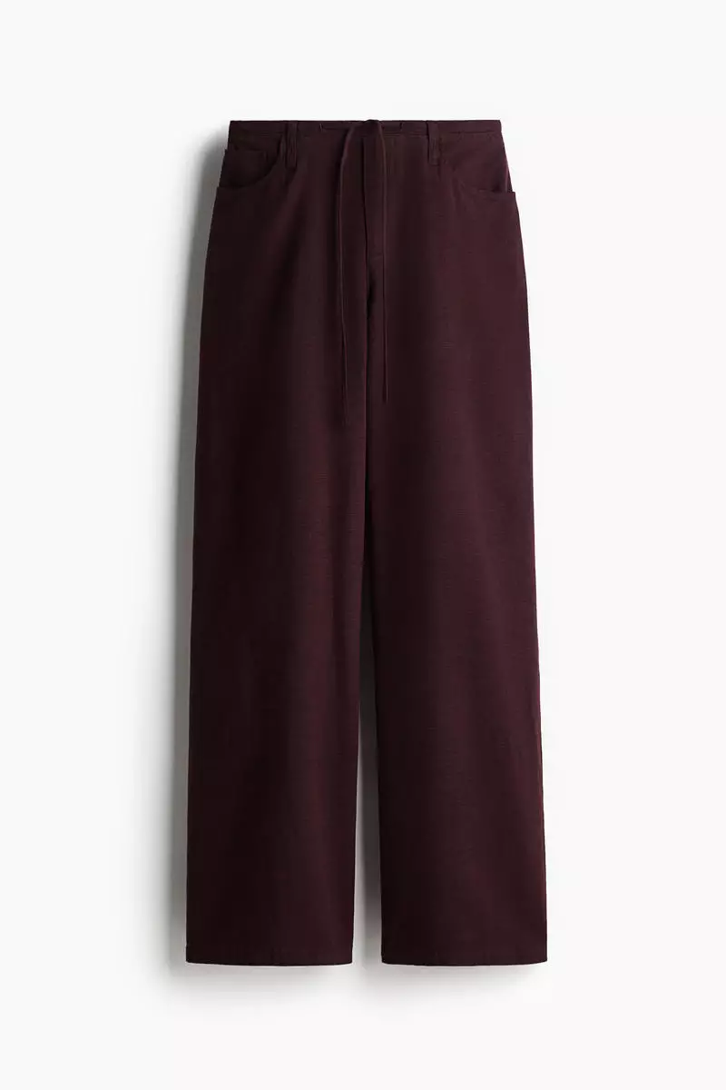 Linen-blend drawstring trousers