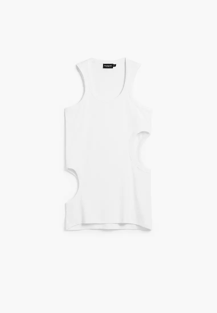 Cut-out sleeveless T-shirt
