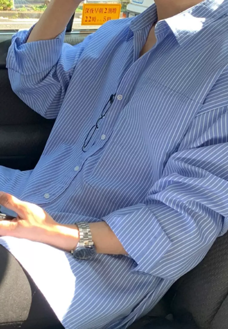 Advanced casual lapel striped shirt CA091917