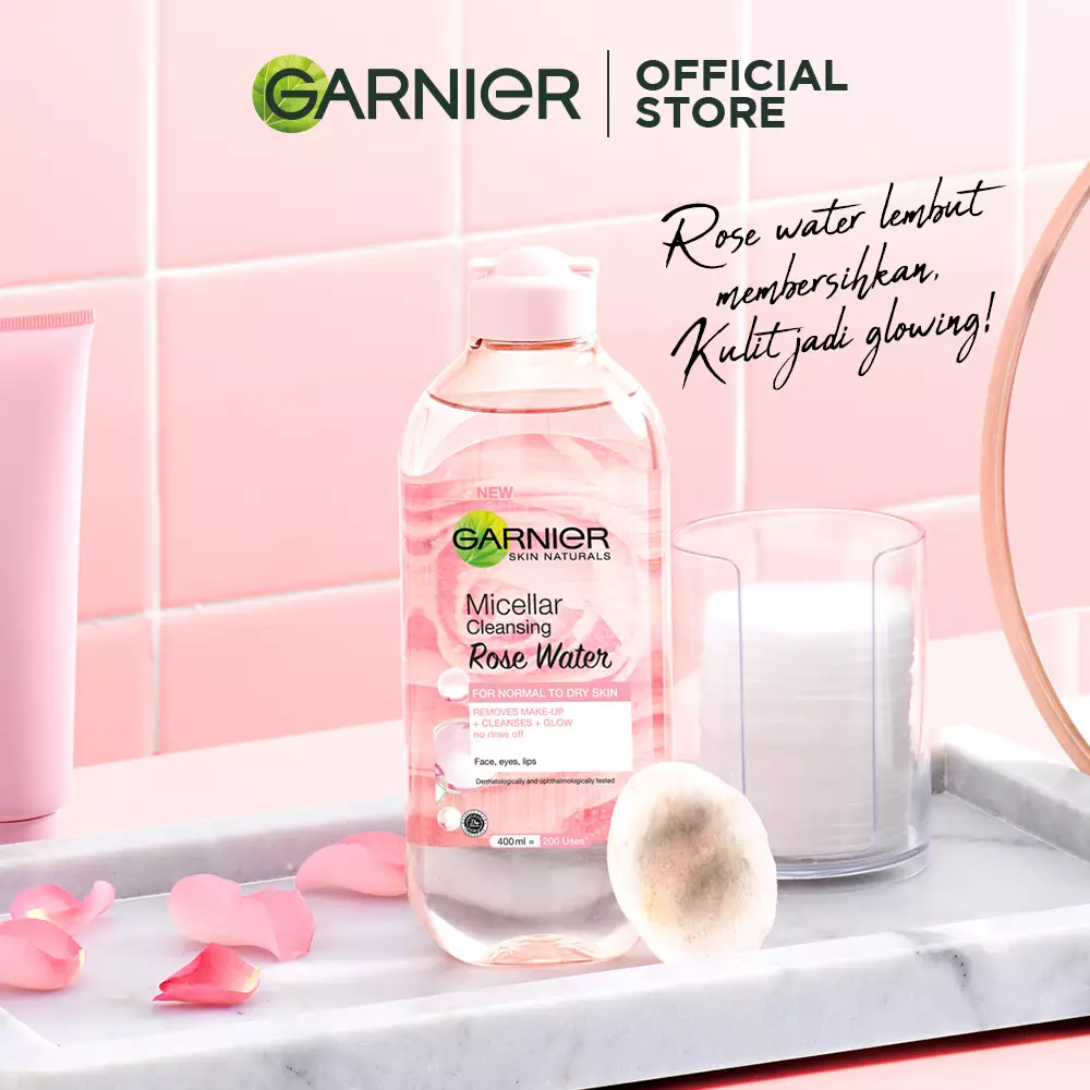 Jual Garnier Garnier Micellar Water Rose Cleanse & Glow 400ml Original ...