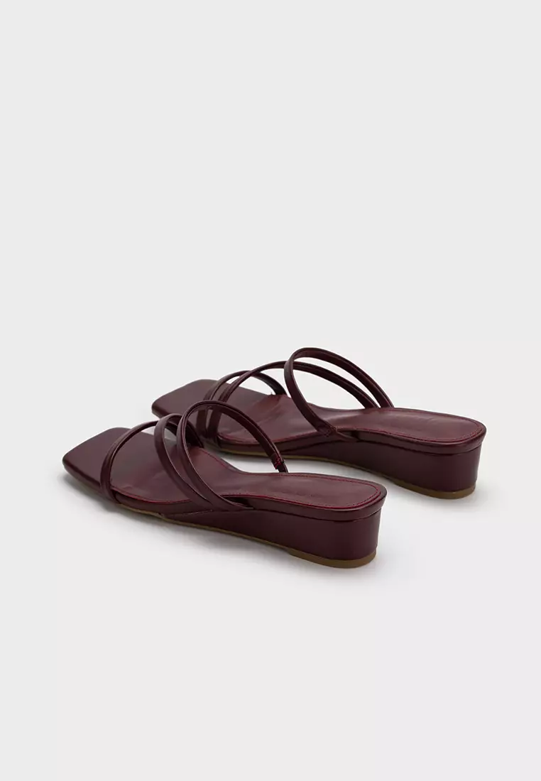 MULTI-STRAP SQUARE TOE WEDGE HEEL SLIDE