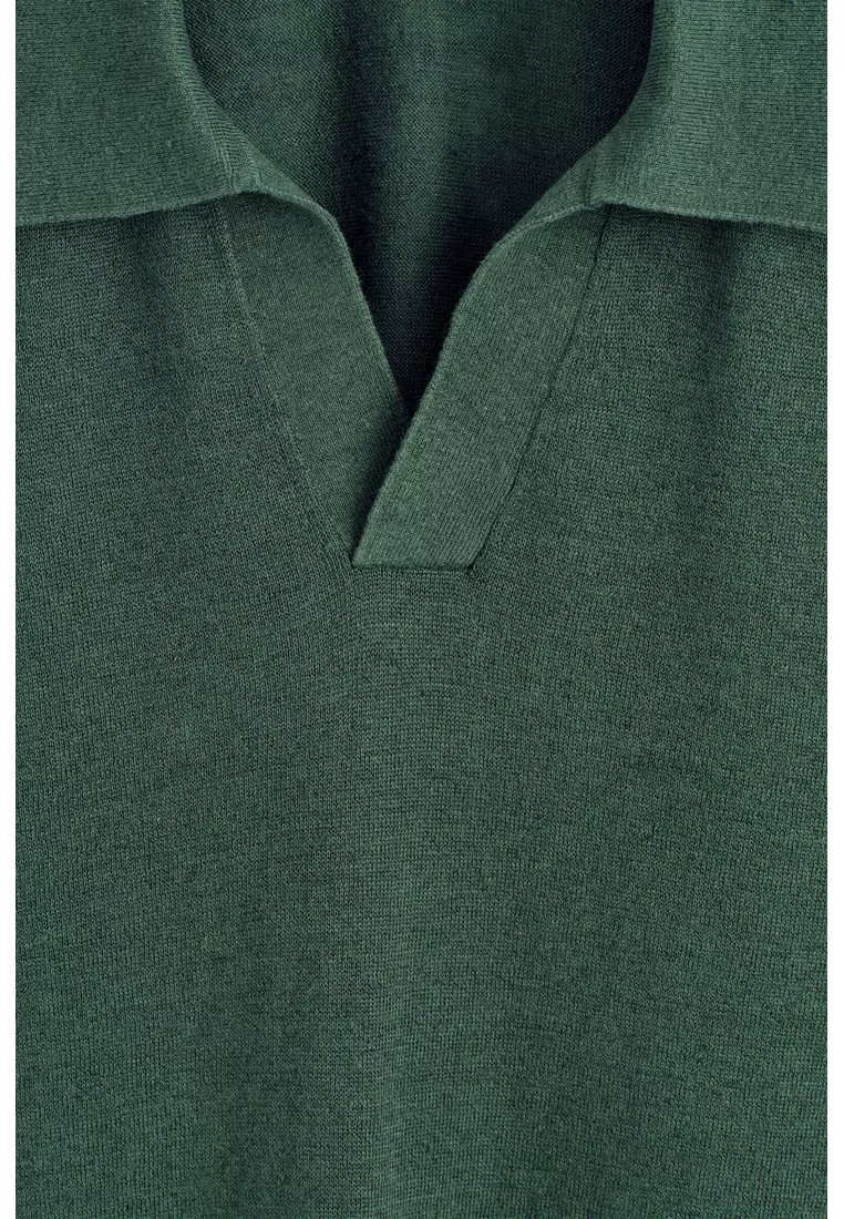 KNITTED LINEN POLO SHIRT