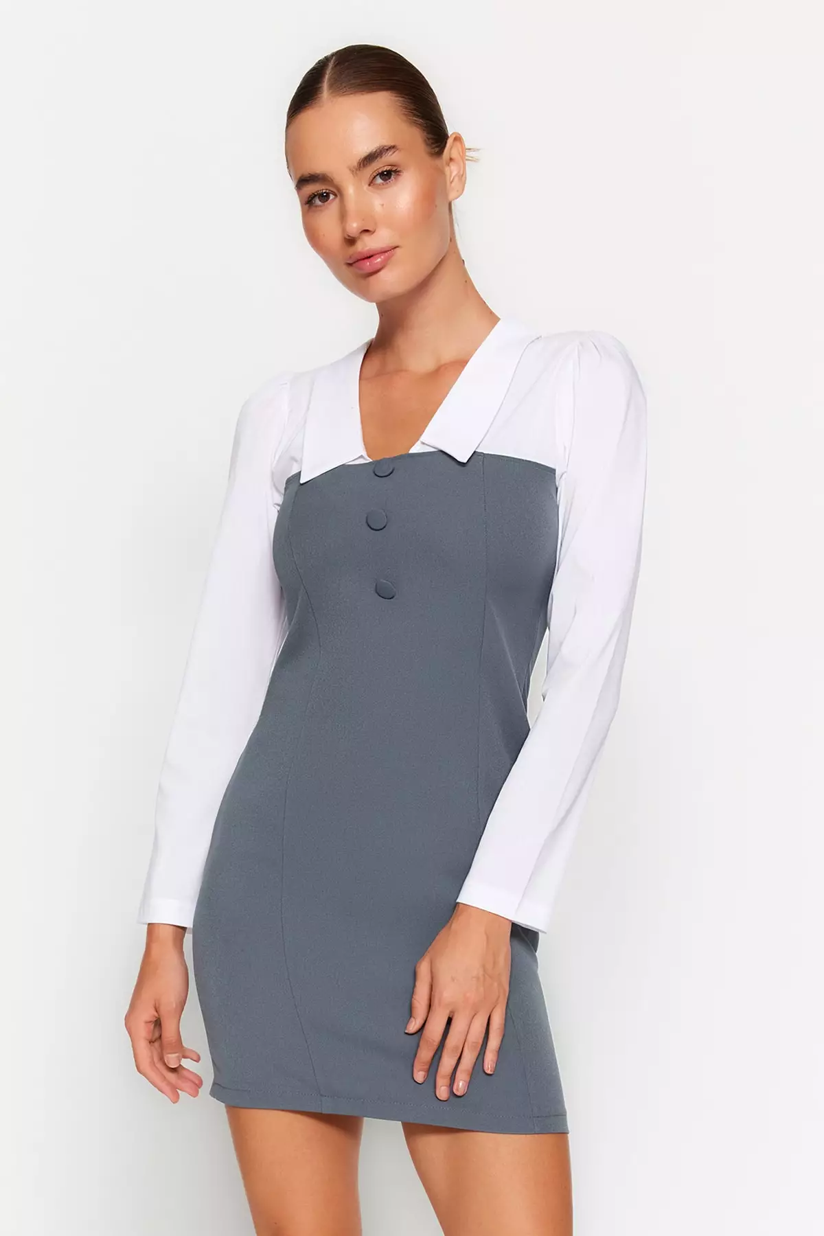 Buy Trendyol Combined Mini shirt Dress 2025 Online ZALORA