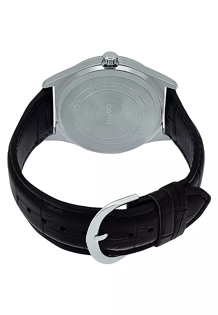 Casio - Jam Tangan Pria - Silver - Black Leather Strap - MTP-V006L-7BUDF