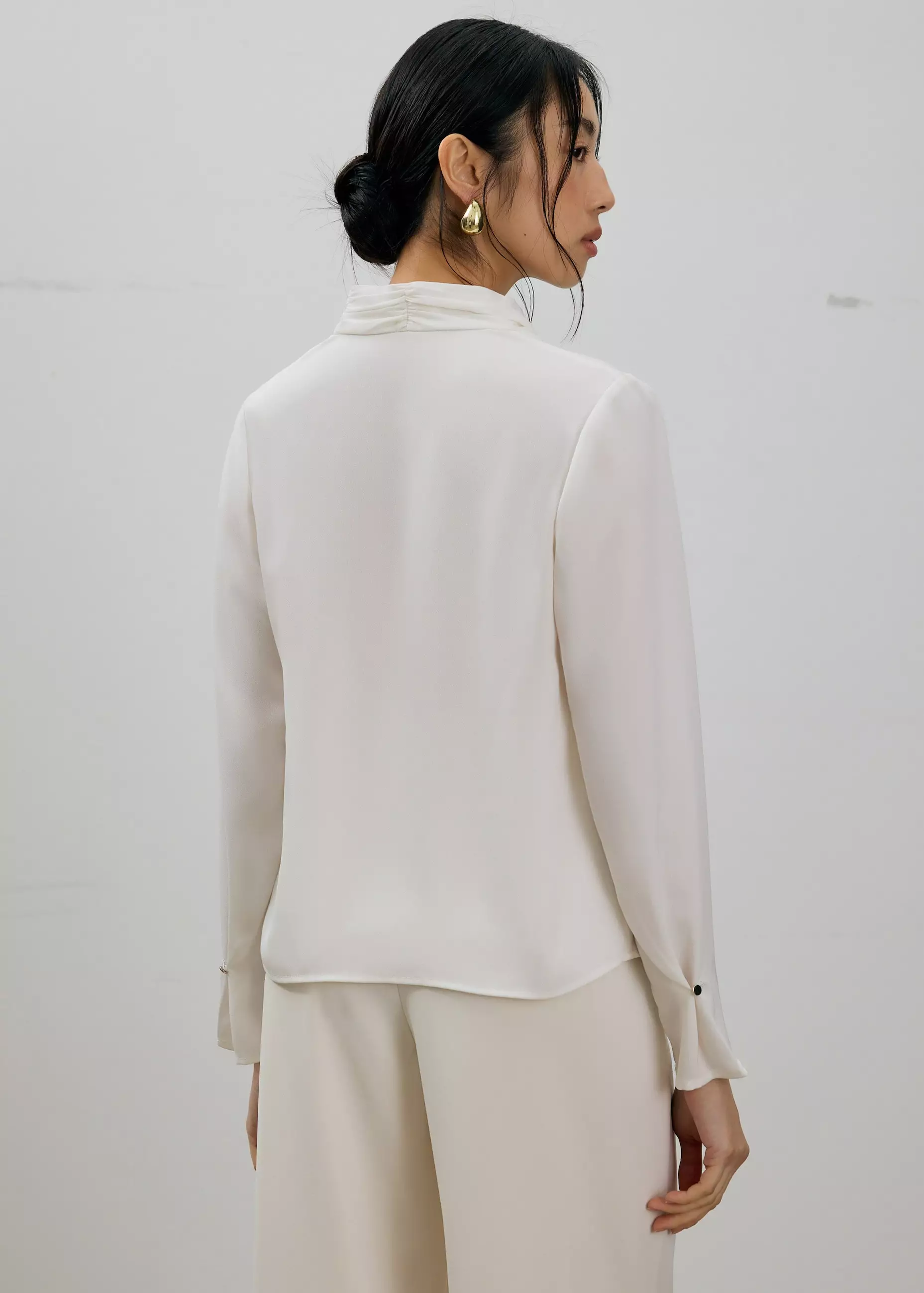 Atasan Wanita - RuchedReady® Ada V-neck Satin Wrap Blouse