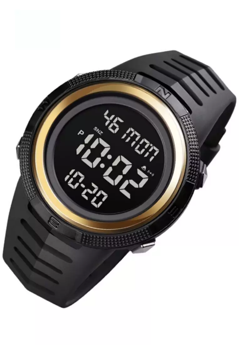 Jam Tangan Sporty Digital Pria Waterproof 50M Strap Tali Material PU BU09 ORIGINAL