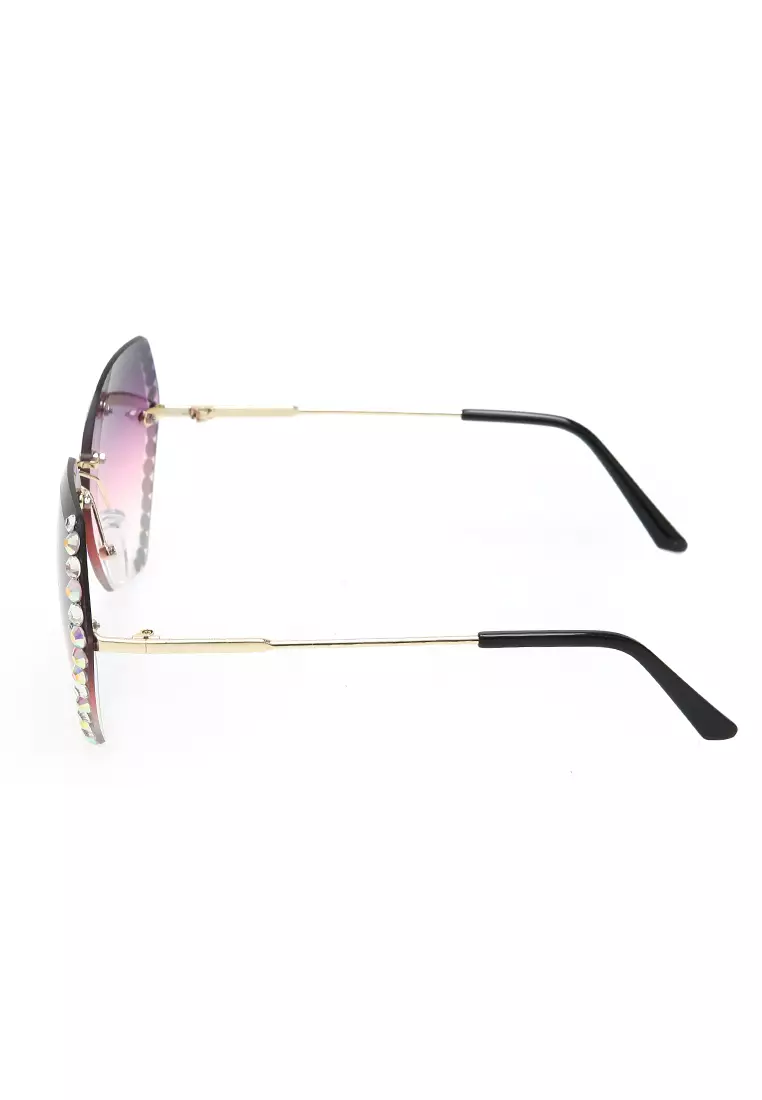 Revika Kacamata Fashion Wanita Sunglasses Frameless Cut Edge Material Metal ORIGINAL - Purple