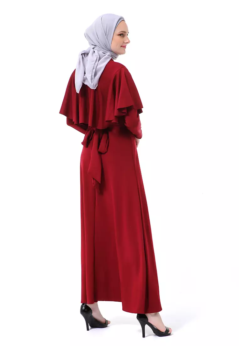 Zeta Dress Fashion Muslimah Wanita Long Sleeve Style Basic Relaxed Fit - Maroon