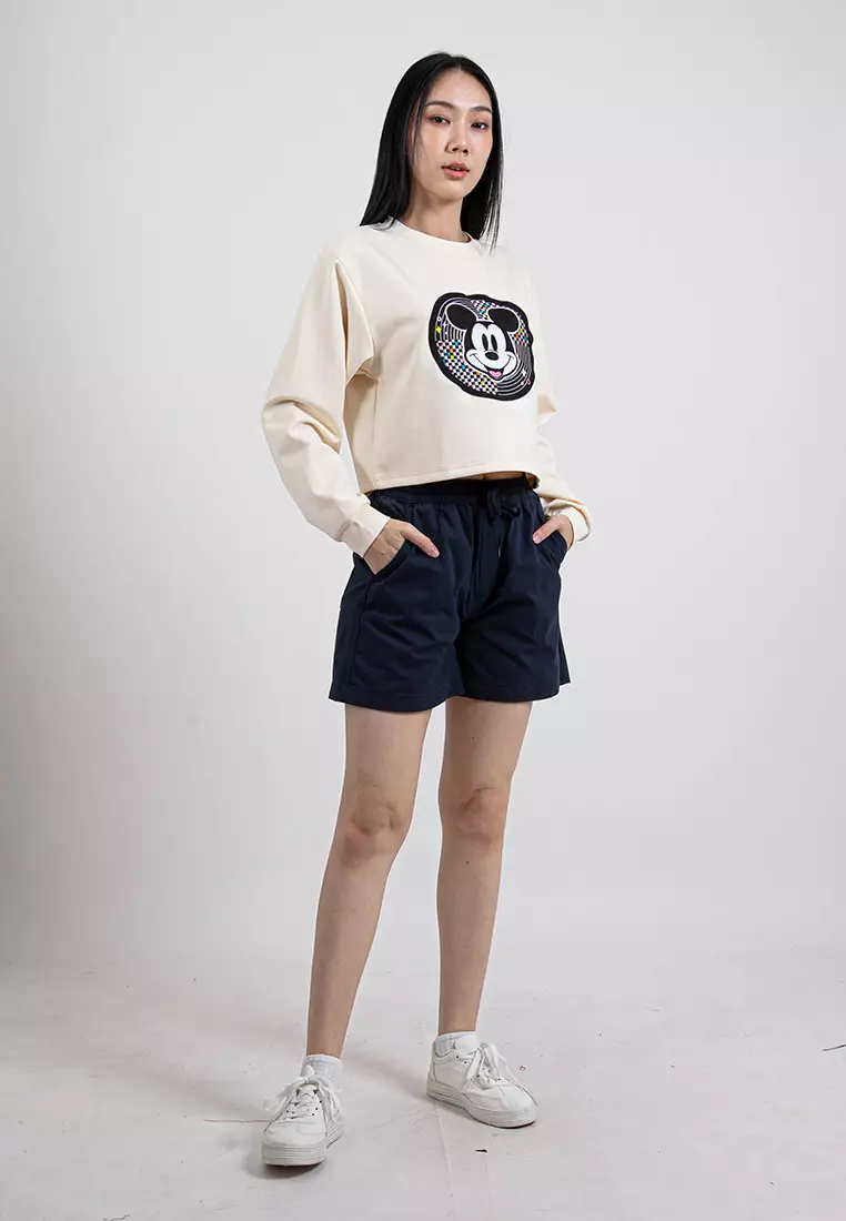 Forest Ladies Casual Cotton Short Pants Women Plain Drawstring Shorts - 865108-33Navy