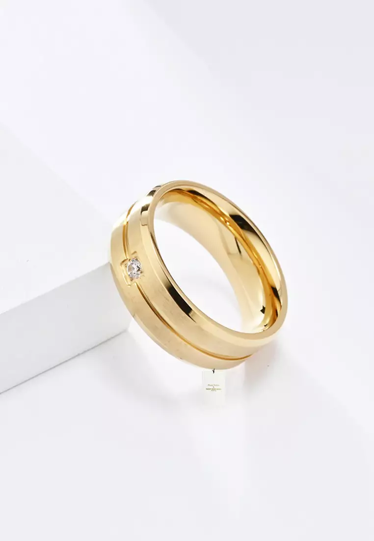 Buy HAPPY FRIDAYS Stylish Chic Titanium Steel Zircon Ring JW QF-JZ910 ...
