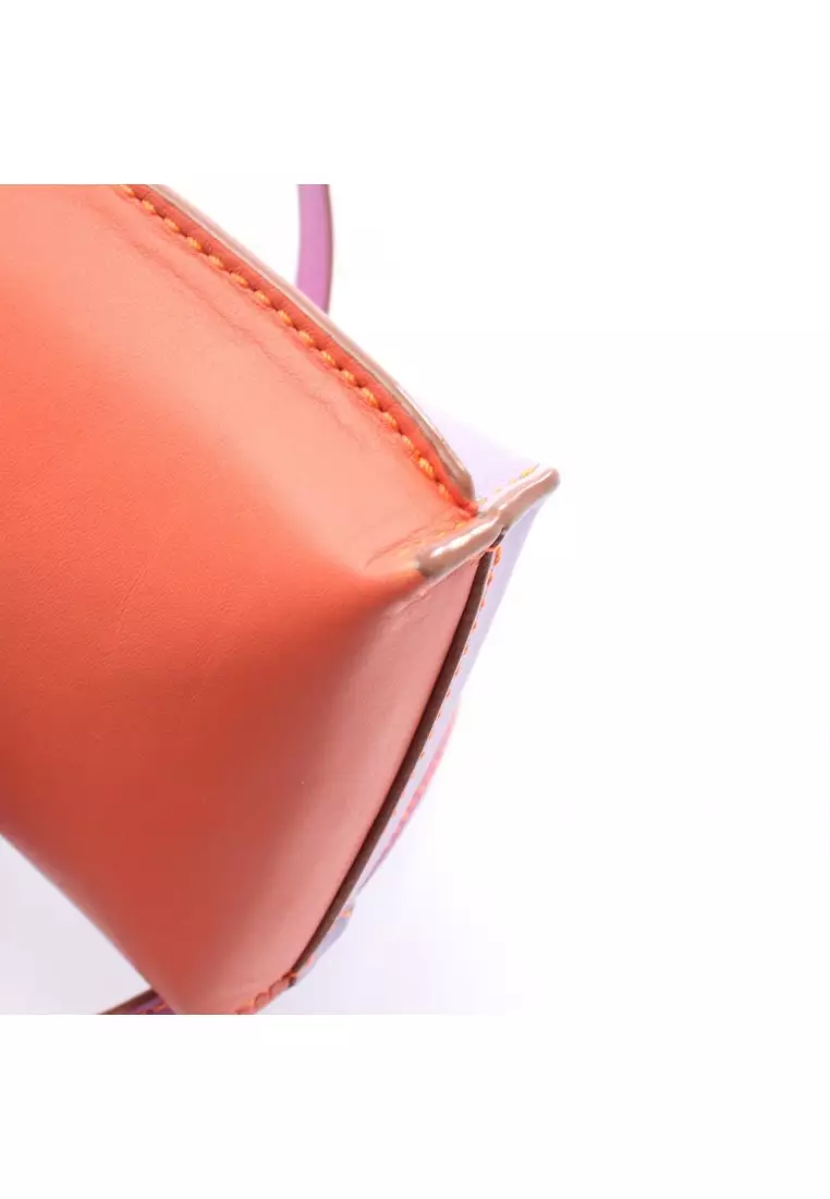 Pre-Loved LOEWE GATE POCKET gate pocket Shoulder bag leather coral orange Light purple