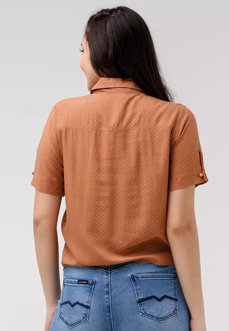 Woven Printed Rayon Short Sleeves Blouse