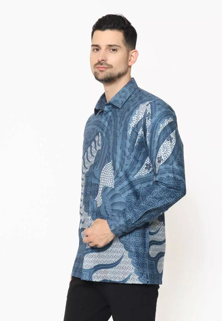 MAGINOT ALTA BIRU MUDA Batik Slim Fit Lengan Panjang