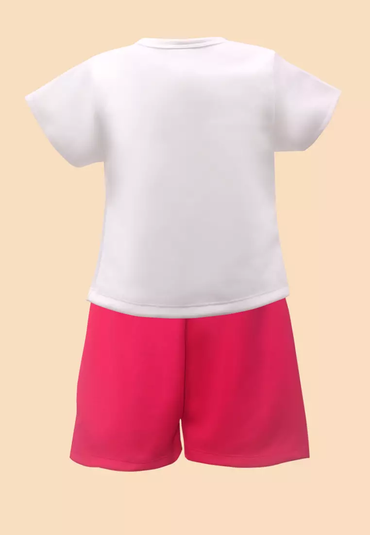 Two Mix Setelan Anak Perempuan - Setelan Baju Anak Cewek Bahan Kaos Scuba Size 1-8 4206 Pink