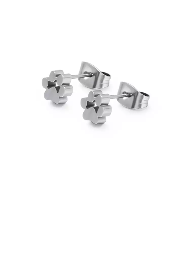 Simple and Cute Cat Paw 316L Stainless Steel Stud Earrings