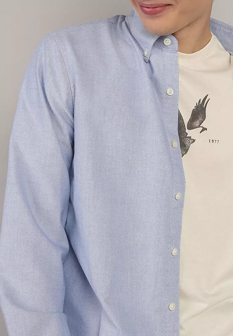Button Down Solid Oxford W Eagle Shirt