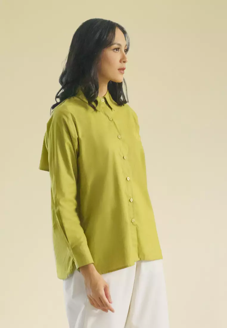 Jenna and Kaia - Noora Top Olive - Kemeja Wanita