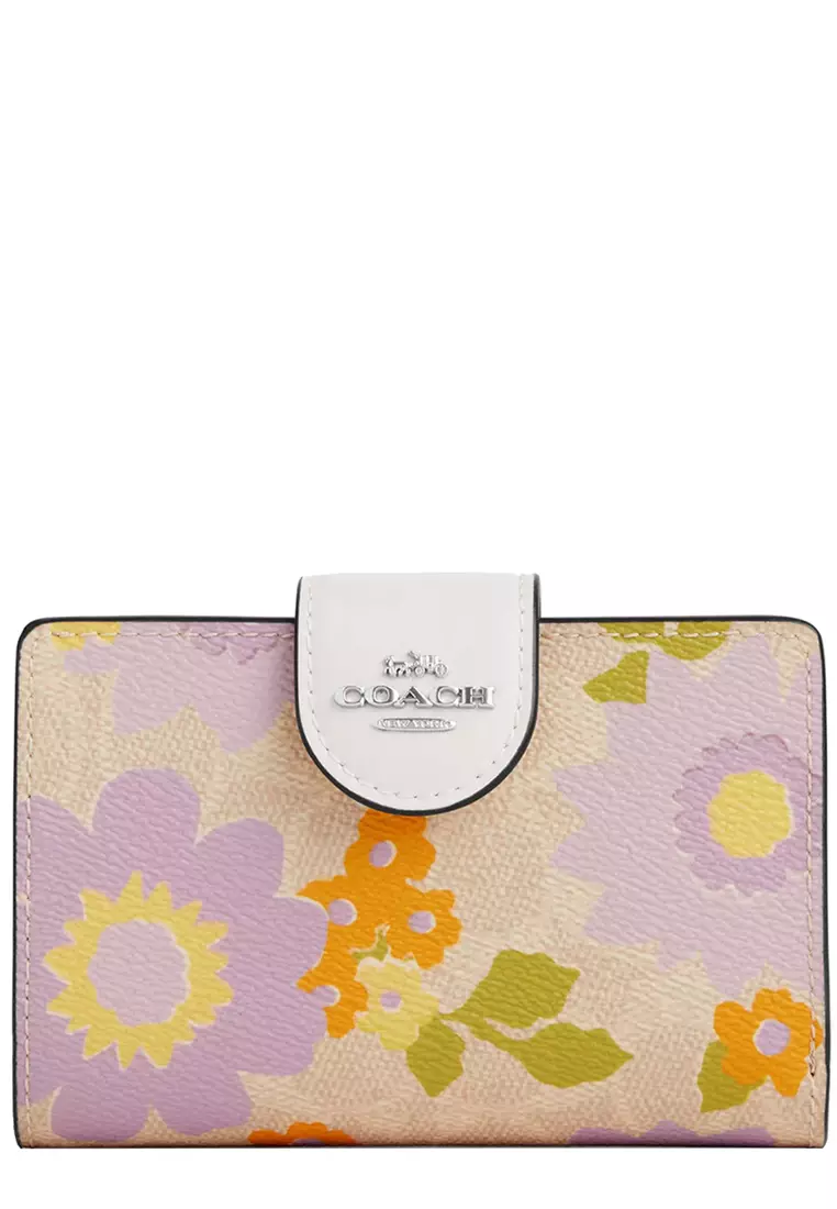 Buy Coach Medium Corner Zip Wallet In Signature Canvas With Floral