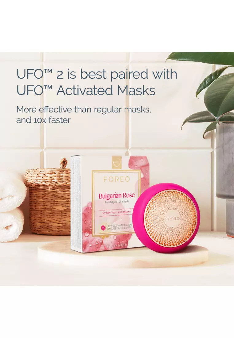 FOREO UFO 2 Full Facial Treatment Device with Advanced Heating Cooling LED Light Therapy Compatible With all UFO and Sheet Masks [2-Year Warranty] - Fuchsia