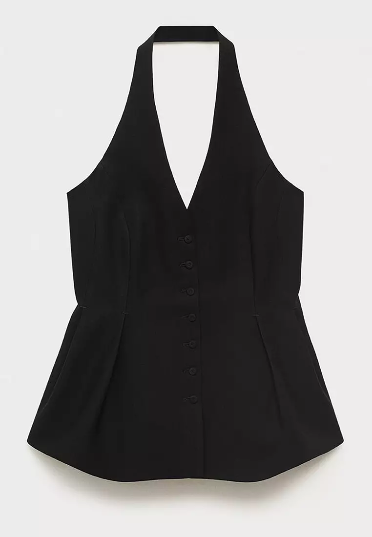 Halter-Neck Peplum Waistcoat