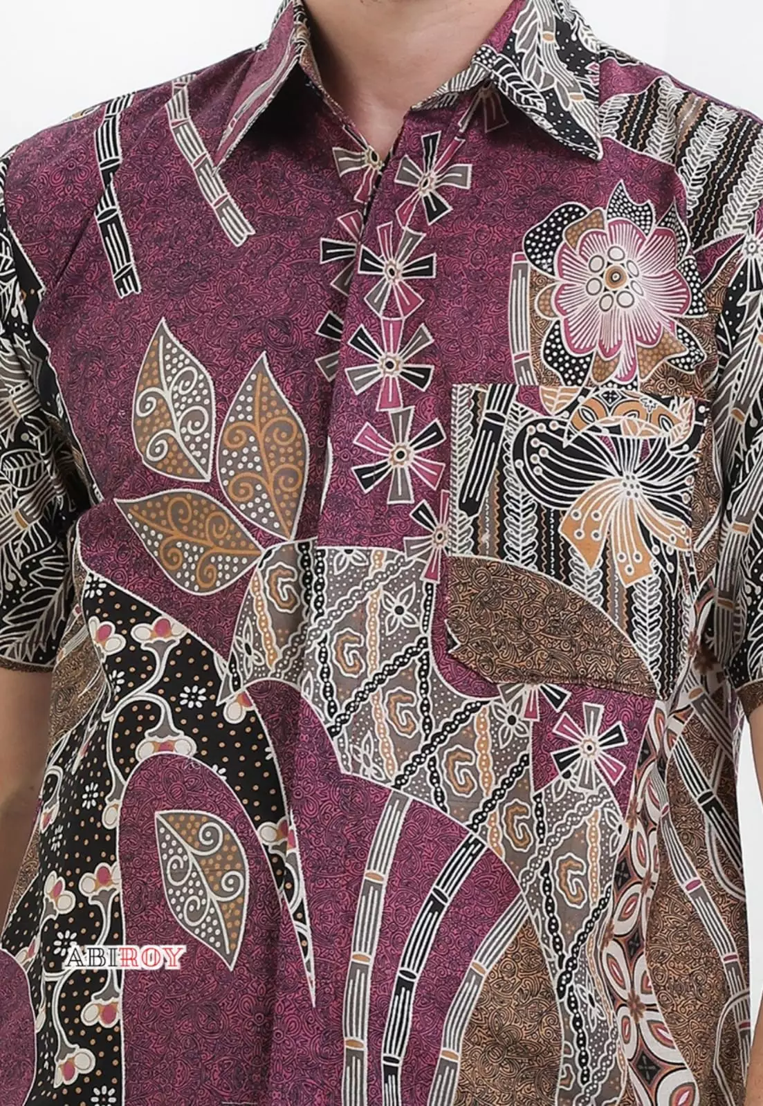 Pringawarsa Ungu Magneta Kemeja Batik Pria Premium Slimfit Lengan Pendek NLN