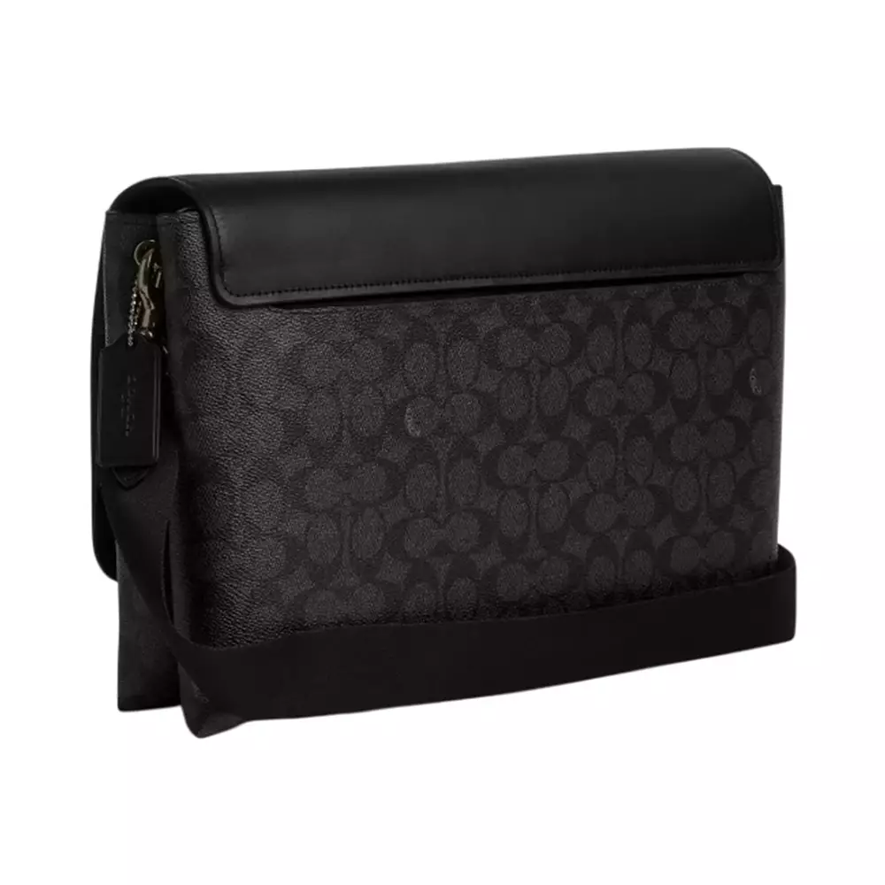 Caleb Messenger Bag in Signature Canvas Charcoal Black