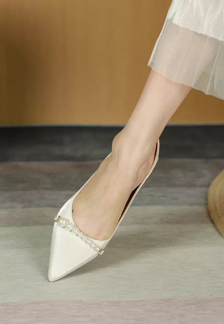 5CM Pearl Chain Synthetic Leather Pumps 2046-9