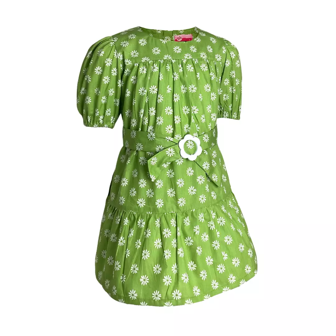 Pingu Dress Anak Perempuan Polkadot Pendek Hijau 90502028