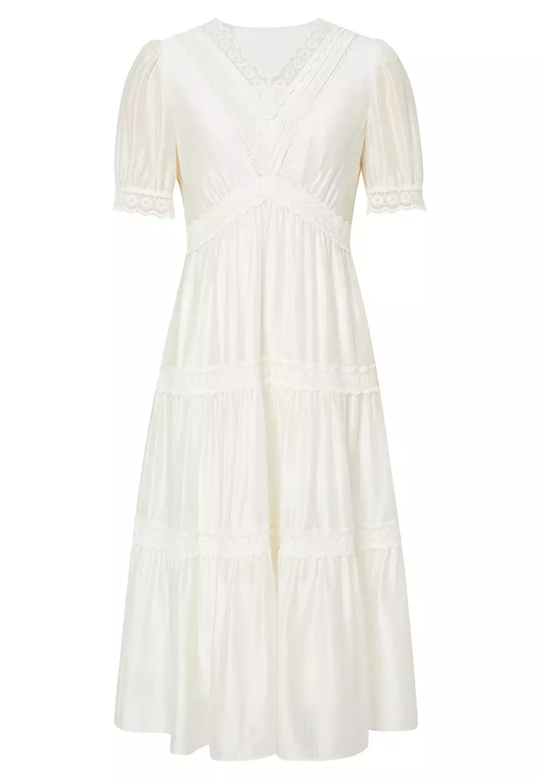 Hopeshow Short Sleeve V-Neck Bridesmaid Dress