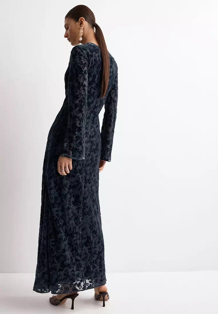 Devoré Dress With Bell Sleeves