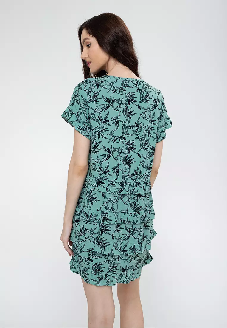 Ligaya Printed Ruffle Tiered Dress