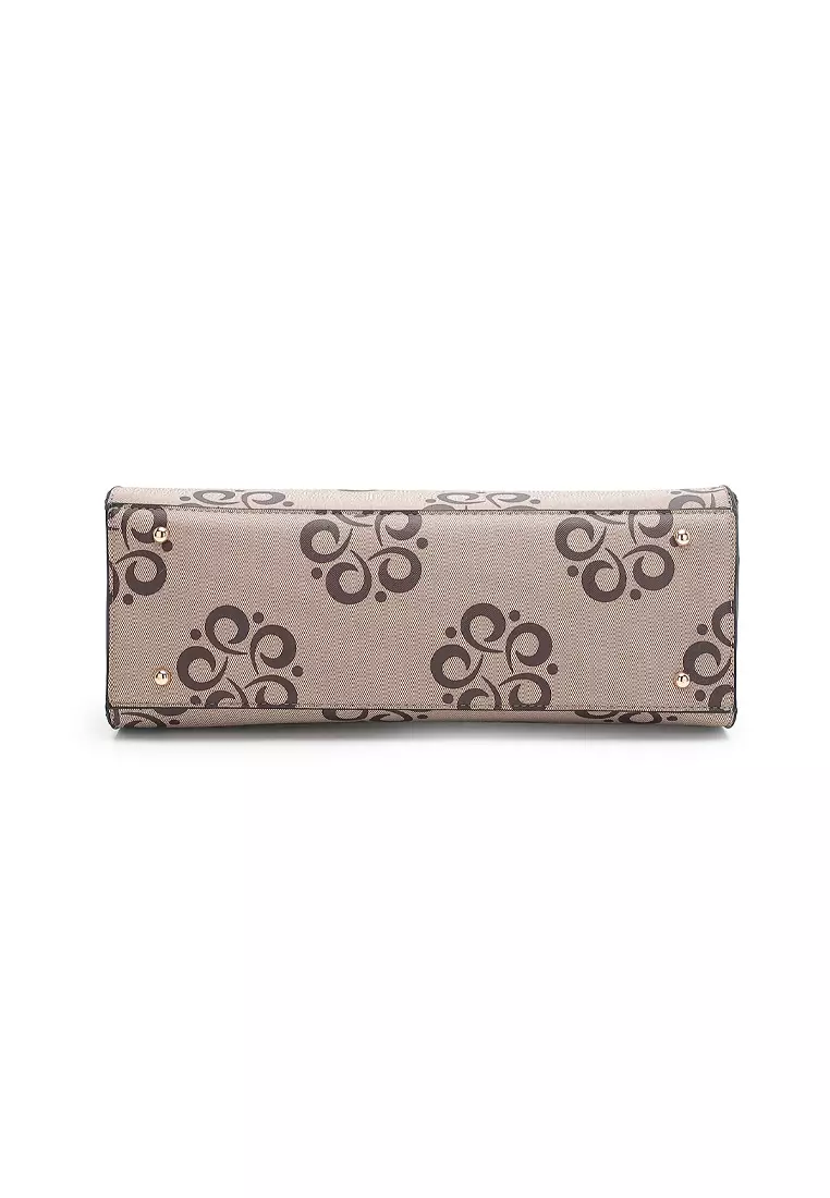 Women's Monogram Top Handle Bag / Sling Bag / Crossbody Bag - Beige