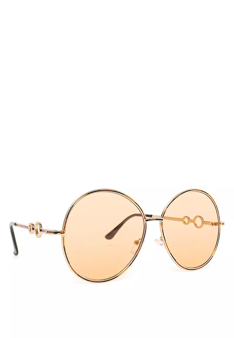 Gold Oversized Full Rim Oval Sunglasses