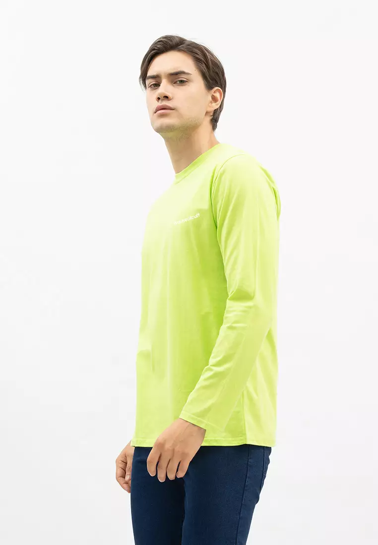 Houseofcuff Kaos Cotton Combed Lengan Panjang Pria Hijau Stabilo